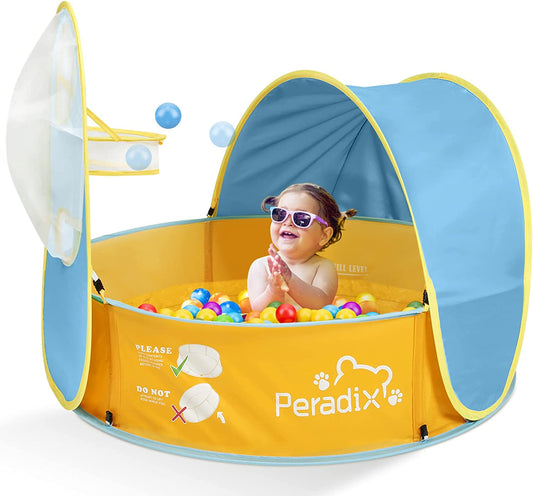 Baby Beach Tent, Paddling Pool for Kids & Pets Infant Ball Pit Tent, Toddler Wading Pool UV Sun Shelter Canopy with Mosquito Net, Portable Pop up Tent Summer Beach Toys for Child